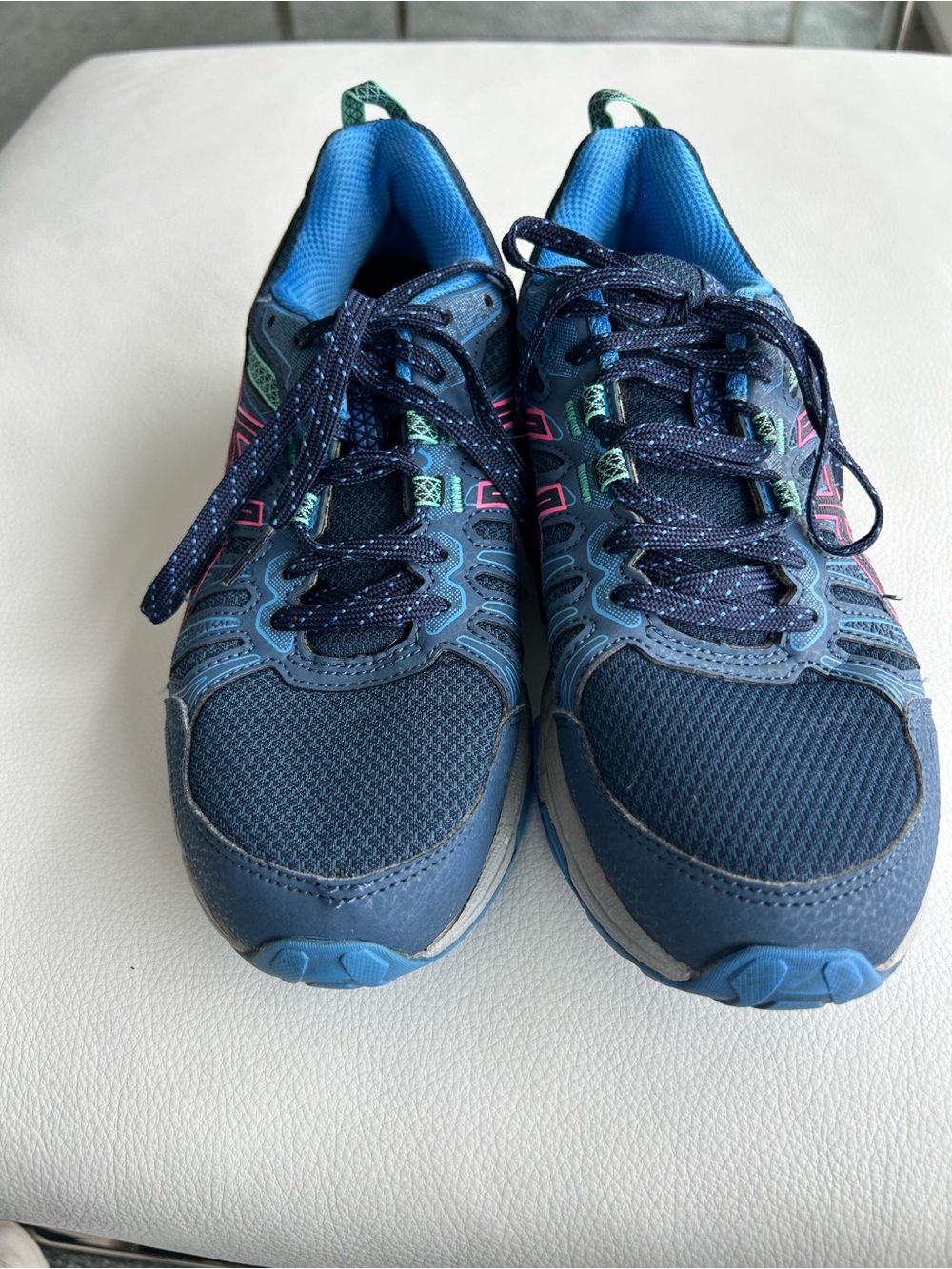 Asics Gel Venture 7 Navy and Blue Athletic Shoes with Pink Accents, Almost New!